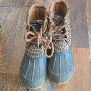 Sperry Kids' Brown and Black Leopard Boots